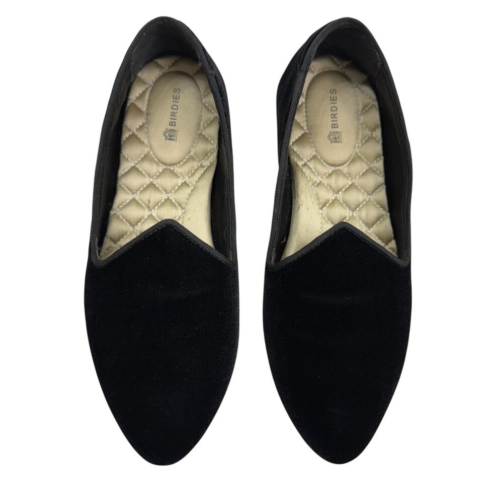 Birdies The Heron Black Velvet Loafers Slip On Shoes Women Size 6.5